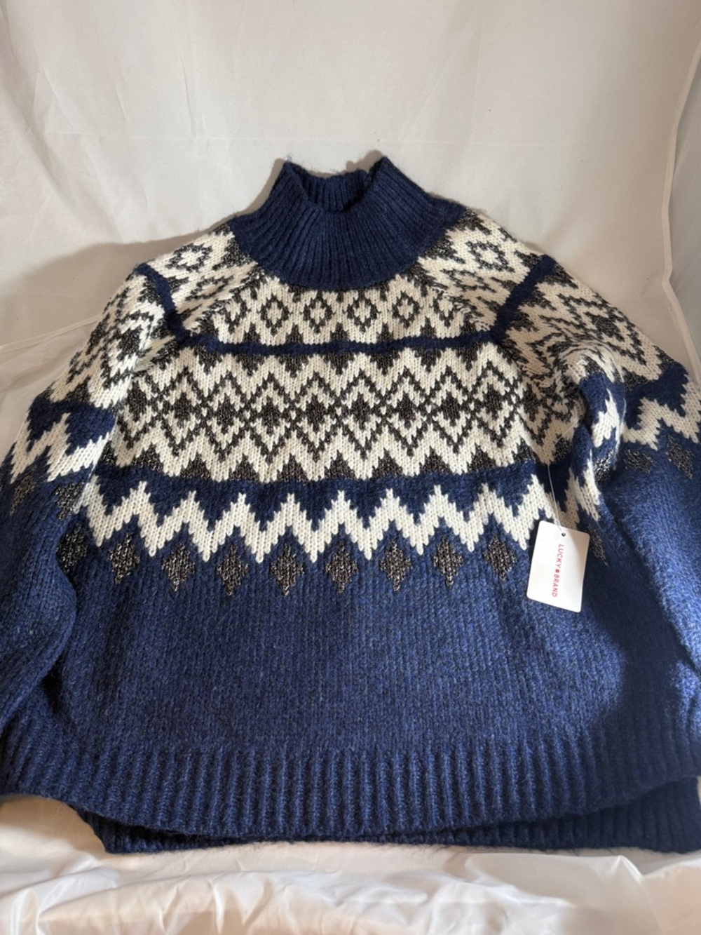 Lucky Brand Navy & Cream Fair Isle Sweater